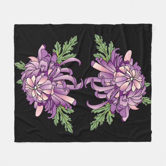Chrysanthemum Fleece Deken (Voorkant (Horizontaal))