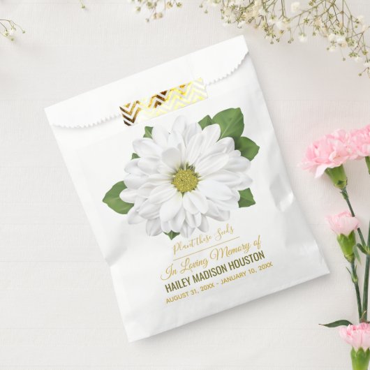 Chrysanthemum Flower Funeral Memorial Bedankzakje (Gezegeld)