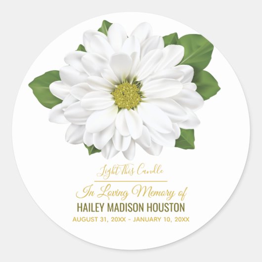 Chrysanthemum Flower Funeral Memorial Ronde Sticker (Voorkant)