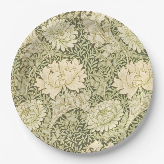 Chrysanthemum Flower Pattern (door William Morris) Papieren Bordje (Voorkant)