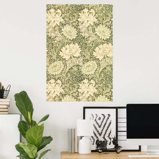 Chrysanthemum Flower Pattern (door William Morris) Poster (Thuiskantoor)