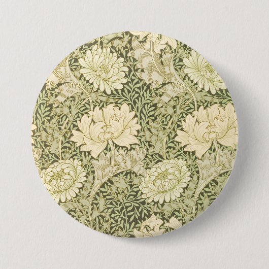 Chrysanthemum Flower Pattern (door William Morris) Ronde Button 7,6 Cm (Voorkant)
