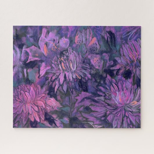 Chrysanthemum Flowers Abstracte Floral Art Violet Legpuzzel (Horizontaal)