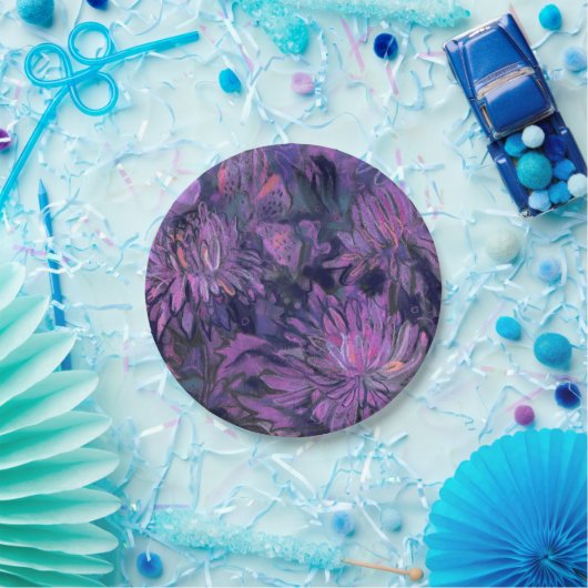 Chrysanthemum Flowers Abstracte Floral Art Violet Papieren Bordje (Feest)