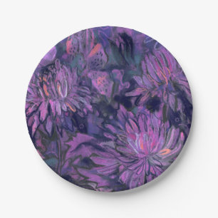 Chrysanthemum Flowers Abstracte Floral Art Violet Papieren Bordje