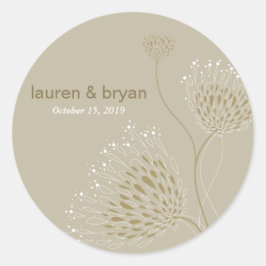 Chrysanthemum Flowers Floral Elegant Wedding Party Ronde Sticker