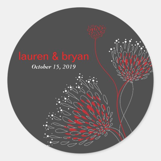 Chrysanthemum Flowers Floral Elegant Wedding Party Ronde Sticker (Voorkant)