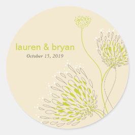 Chrysanthemum Flowers Floral Elegant Wedding Party Ronde Sticker