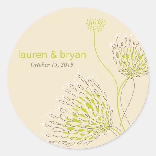Chrysanthemum Flowers Floral Elegant Wedding Party Ronde Sticker (Voorkant)
