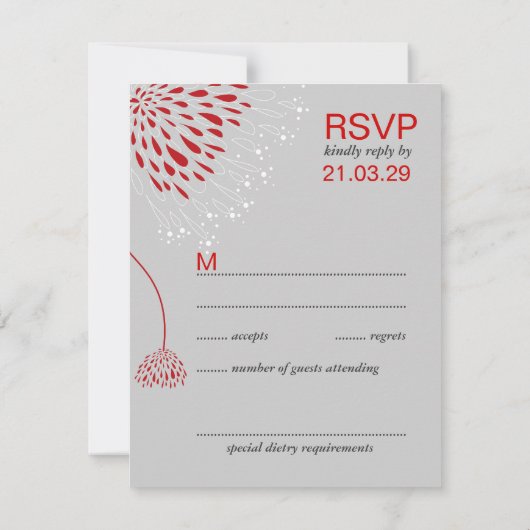Chrysanthemum Flowers Floral Elegant Wedding RSVP (Achterkant)