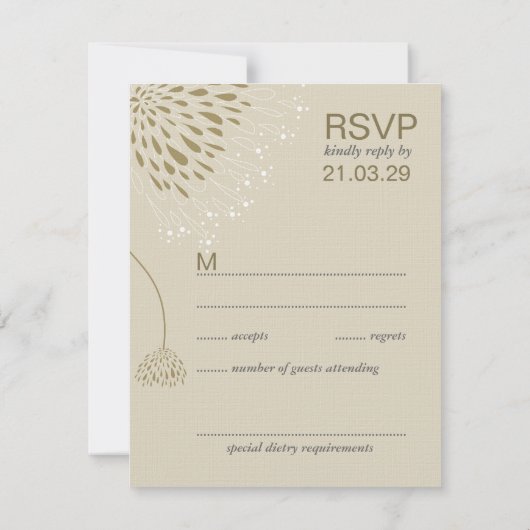 Chrysanthemum Flowers Floral Elegant Wedding RSVP (Achterkant)