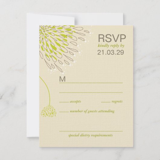 Chrysanthemum Flowers Floral Elegant Wedding RSVP (Achterkant)