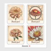 Chrysanthemum Flowers Groovy Retro gepersonaliseer Sticker (Vel)