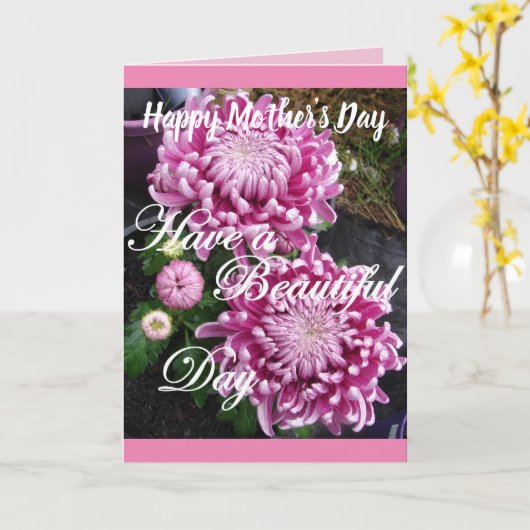 Chrysanthemum Flowers Happy Moederdag Kaart (Gele Bloem)