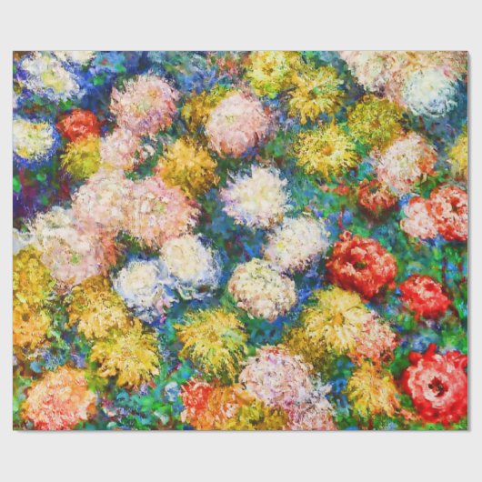Chrysanthemum Flowers in een Vase Monet Fine Art Cadeaupapier (Vlak)