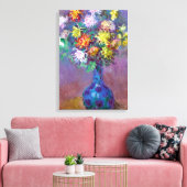 Chrysanthemum Flowers in een Vase Monet Fine Art Canvas Afdruk (Insitu (Woonkamer))
