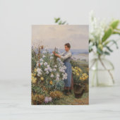 Chrysanthemum Flowers (Meisje in de tuin) Kaart (Staand voorkant)