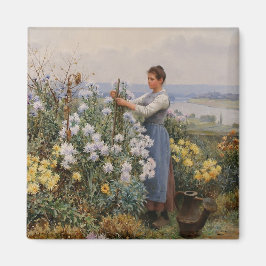 Chrysanthemum Flowers (Meisje in de tuin) Magneet