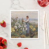 Chrysanthemum Flowers (Meisje in de tuin) Servet (Insitu)