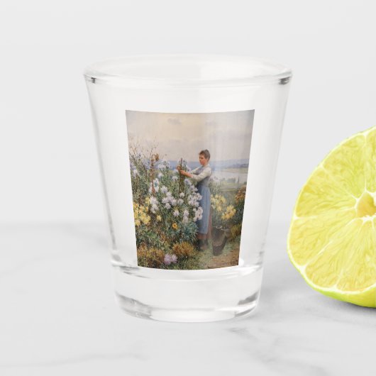 Chrysanthemum Flowers (Meisje in de tuin) Shot Glas (Voorkant)