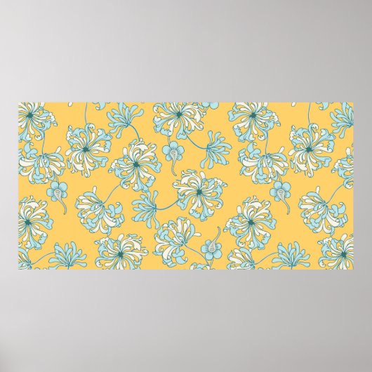 Chrysanthemum Flowers Naadloze pat Poster (Voorkant)