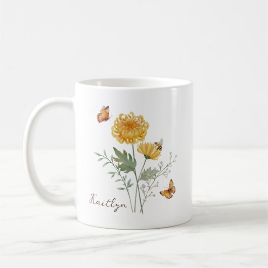 Chrysanthemum Geboortemaand Bloem Koffiemok (Links)