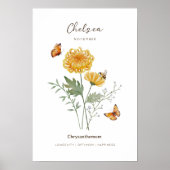 Chrysanthemum Geboortemaand Bloem Poster (Voorkant)