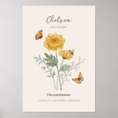 Chrysanthemum Geboortemaand Bloem Poster (Voorkant)
