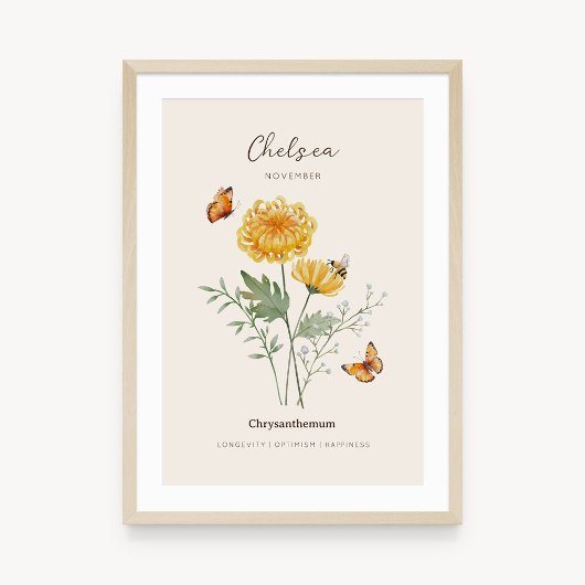 Chrysanthemum Geboortemaand Bloem Poster