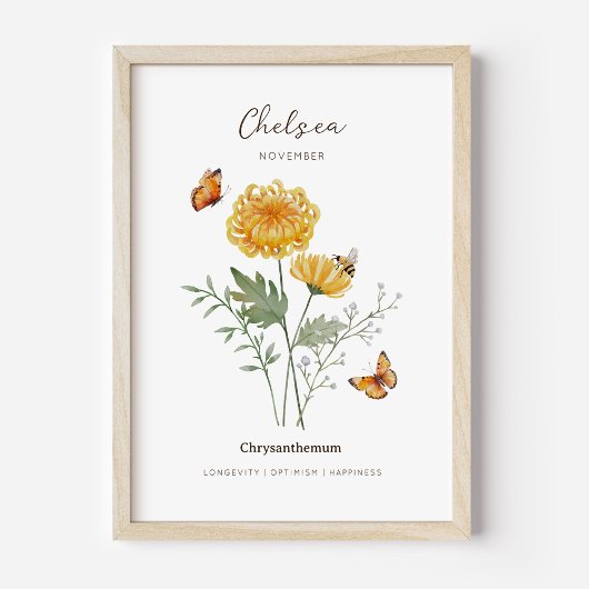 Chrysanthemum Geboortemaand Bloem Poster