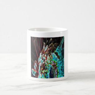 Chrysanthemum Glow Art Blue Green, White en Red Koffiemok