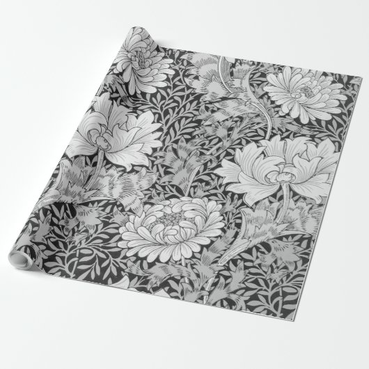 Chrysanthemum Gray, William Morris Cadeaupapier (Uitgerold)