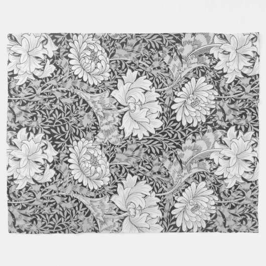 Chrysanthemum Gray, William Morris Fleece Deken (Voorkant (Horizontaal))