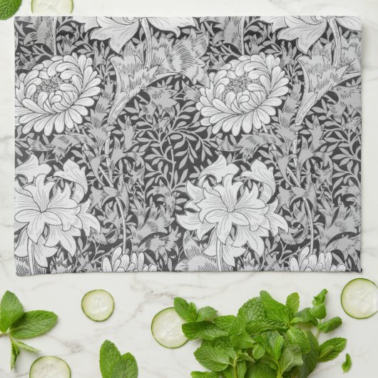 Chrysanthemum Gray, William Morris Theedoek (Gevouwen)