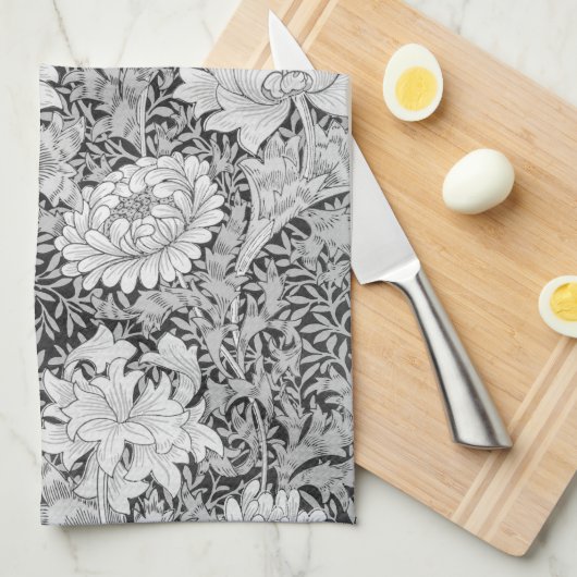 Chrysanthemum Gray, William Morris Theedoek (Quarter Fold)