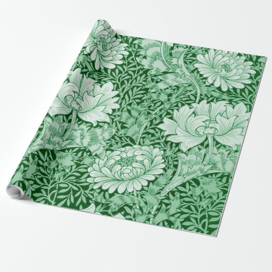 Chrysanthemum Green, William Morris Cadeaupapier (Uitgerold)