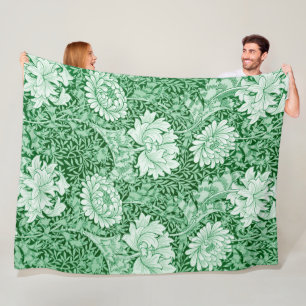 Chrysanthemum Green, William Morris Fleece Deken