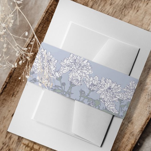 Chrysanthemum grijs witte bloem bloemen bruiloft uitnodigingen wikkel