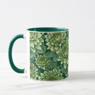 Chrysanthemum groen bloempatroon mok