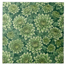 Chrysanthemum groen bloempatroon