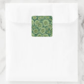 Chrysanthemum groen bloempatroon vierkante sticker (Tas)
