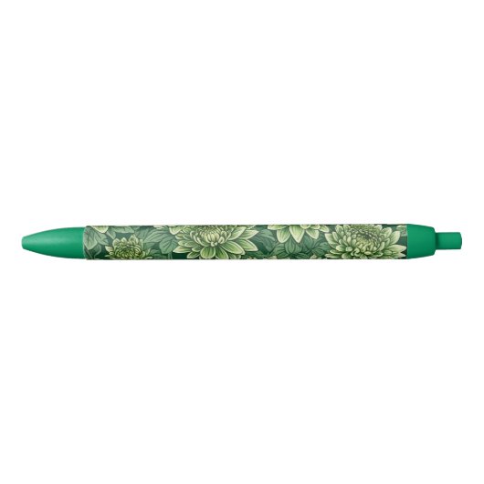Chrysanthemum groen bloempatroon zwarte inkt pen (Voorkant)