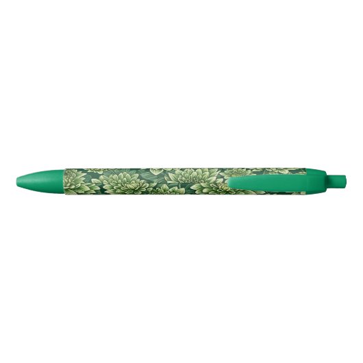 Chrysanthemum groen bloempatroon zwarte inkt pen (Achterkant)