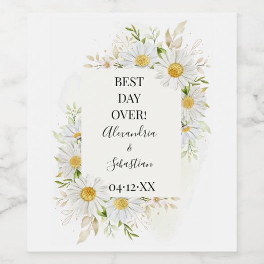 Chrysanthemum groen Vrijgezellenfeest Koppels Wijn Etiket (Enkel label)