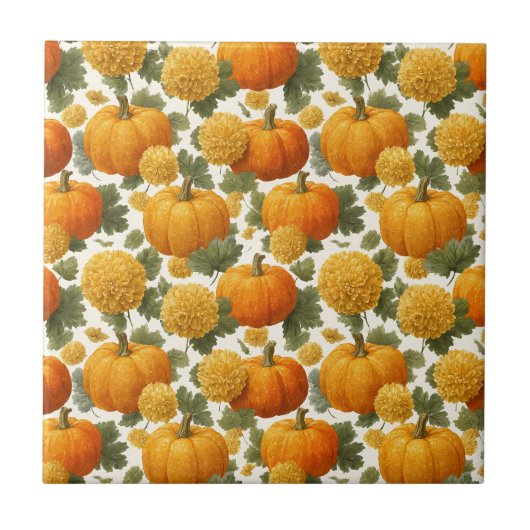 Chrysanthemum Herfst Design Tegeltje (Voorkant)
