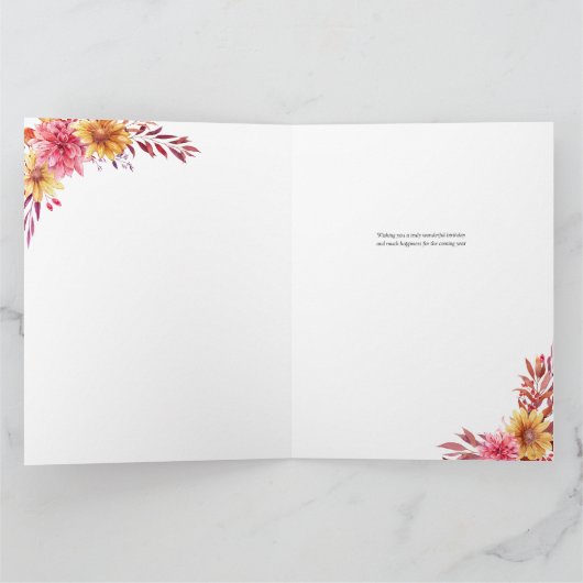 Chrysanthemum Herfst Floral 5 Foto Birthday Kaart (Binnen)