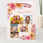 Chrysanthemum Herfst Floral 5 Foto Birthday Kaart (Voorkant)