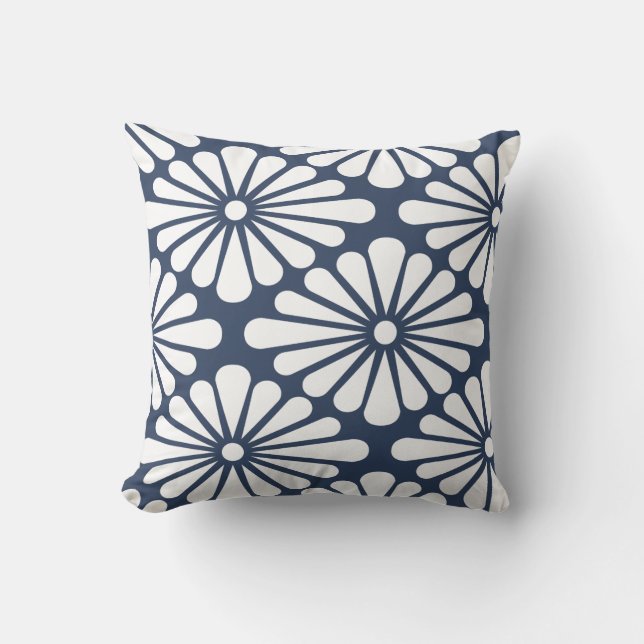 Chrysanthemum [indigo] - Japanese Pattern Kussen (Voorkant)