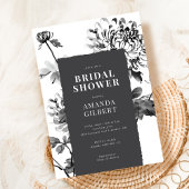 Chrysanthemum Ink Art Bruids Douche Uitnodiging