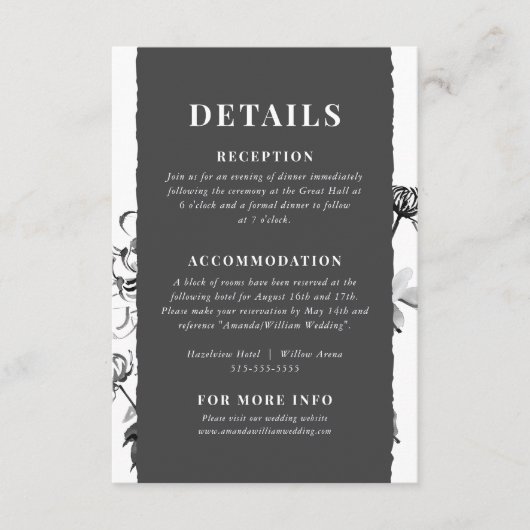 Chrysanthemum Ink Art Details Enclosure Kaart (Voorkant)